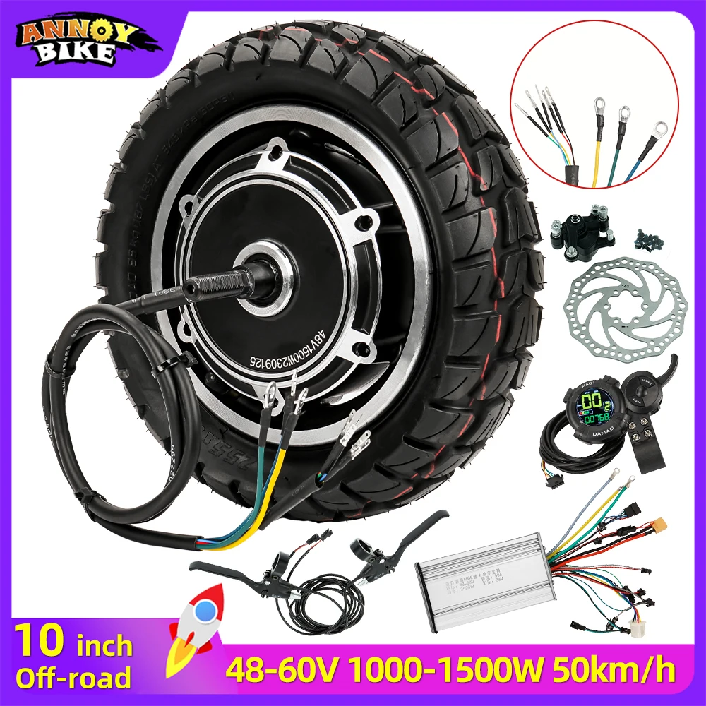 10 inch 48v-60v 1000w 1200w 1500w Off-road Tire Hub Motor Kit 30A Controller Set Scooter Drive Wheel Folding Scooter DIY