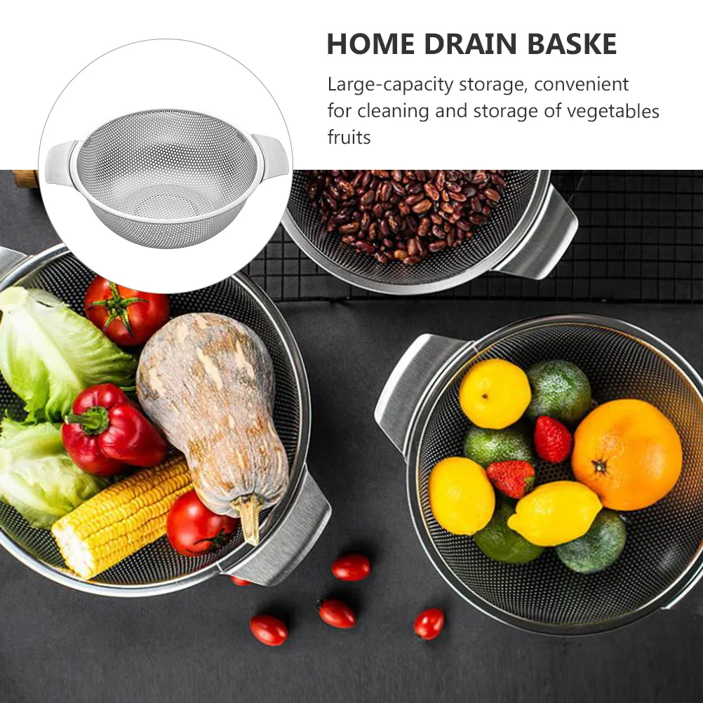 

Stainless Steel Rice Washing Sieve Drain Basket for Kitchen Fruits Vegetables Large Capacity Storage Multipurpose Strainer Fruit