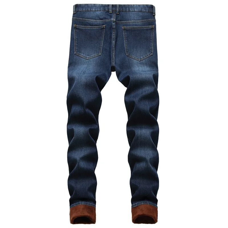 2024 Mens Winter Thermal Warm Plus Fleece Jeans Quality Denim Pants Straight Flocking Slim Fit Trousers Jeans Vaqueros Hombre