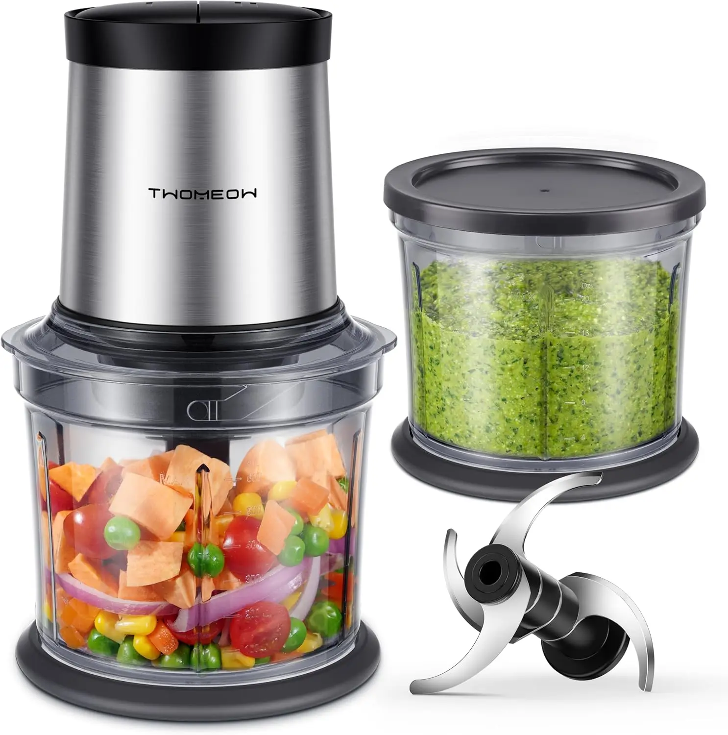 

Electric Food Chopper, 4 Cup Capacity, 2 Speeds & Blades for Meat, Vegetables, Nuts - Chopping, Dicing, Mixing