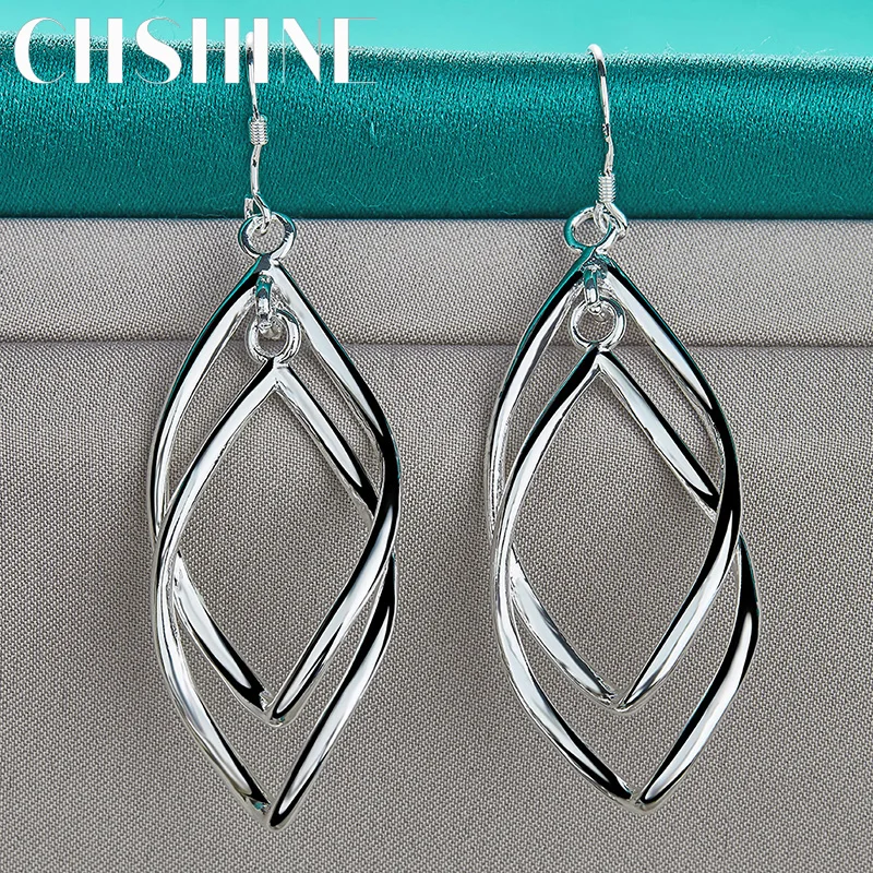 CHSHINE 925 Sterling Silver Water Ripple Leaf Earrings A Pair Of Eardrop for Women Banquet Birthday Party Fashion Jewelry