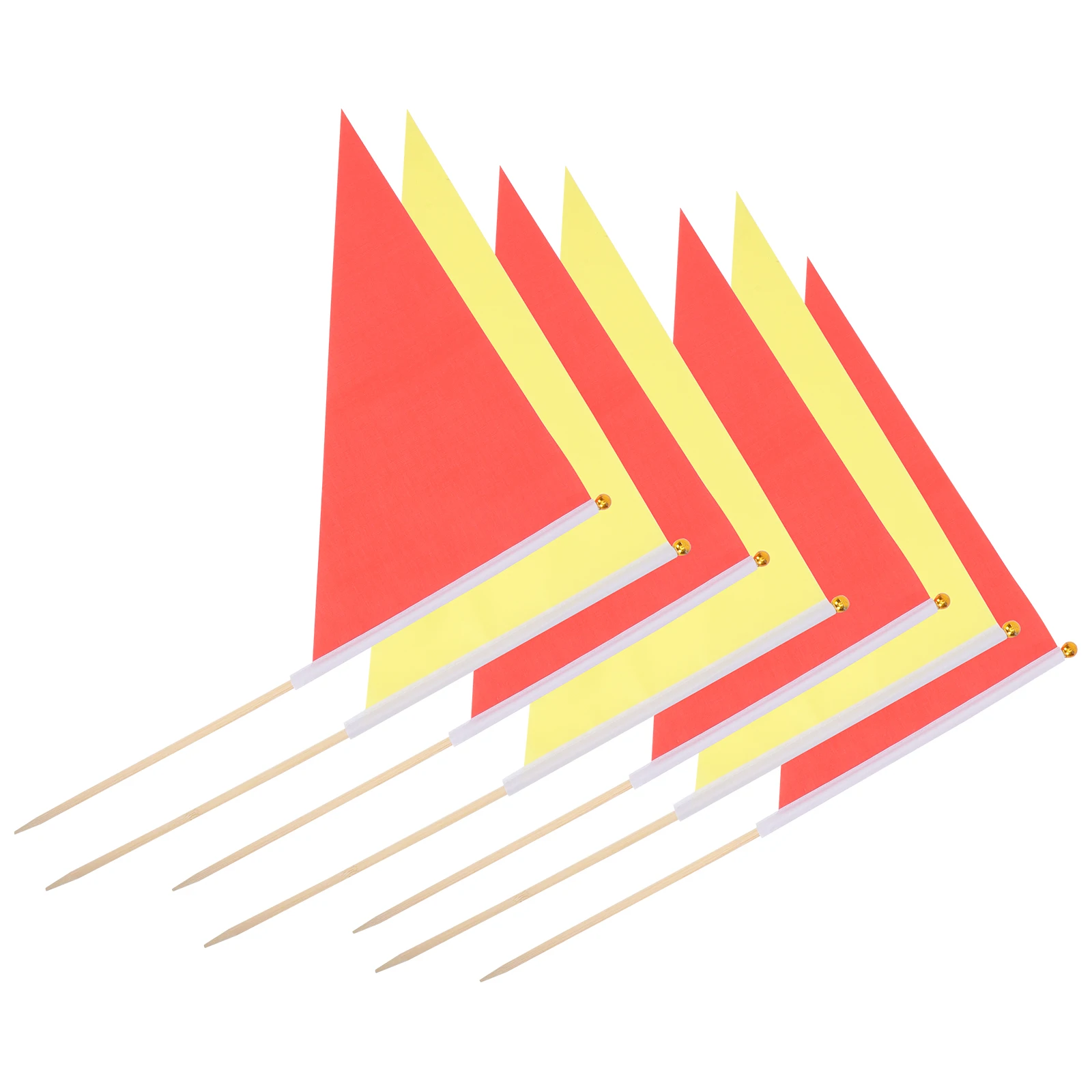 

10pcs Marking Flags Lawn Garden Yard Triangle Banner Red Yellow Bamboo Pole Polyester Landscape Team Sports Commemorative