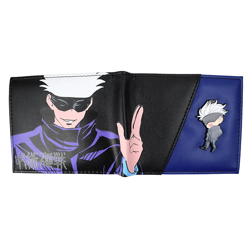 KAYOU Hot Comics Jujutsu Kaisen-cartera con diseño de Metal, monedero corto con bolsillo con cremallera