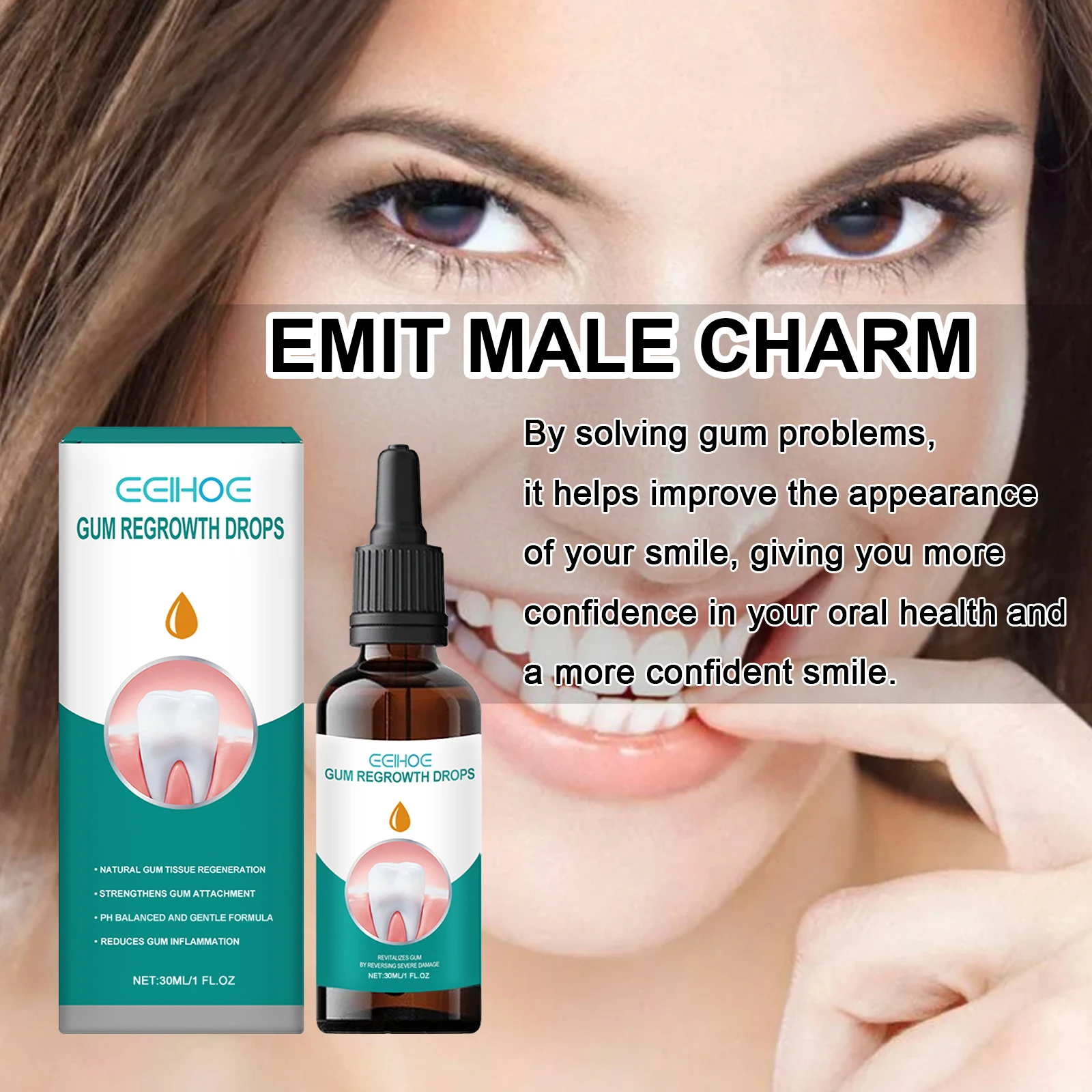 Gotas para reparar las encías, alivia eficazmente la hinchazón de las encías y el dolor, limpia las manchas de los dientes, promueve la salud de las encías, blanquea los dientes, esencia para el cuidado bucal