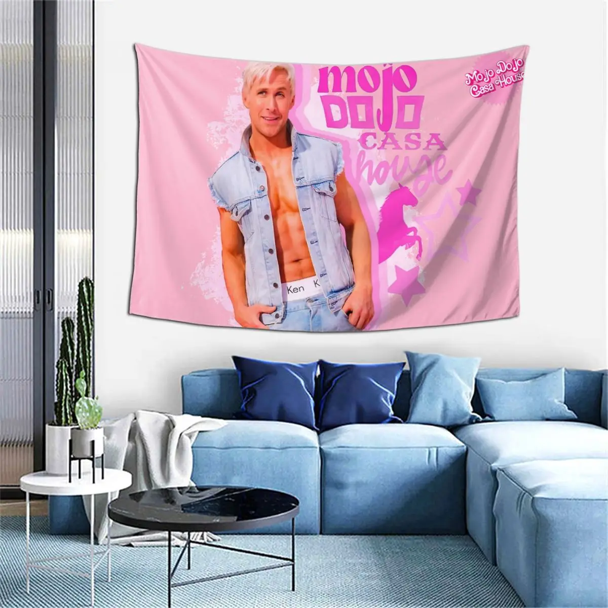 Welcome To My Mojo Dojo Casa House Tapestry Pink for Bedroom College Dorm Party Ryan Gosling Kenergy Decorations Merch Tapestry