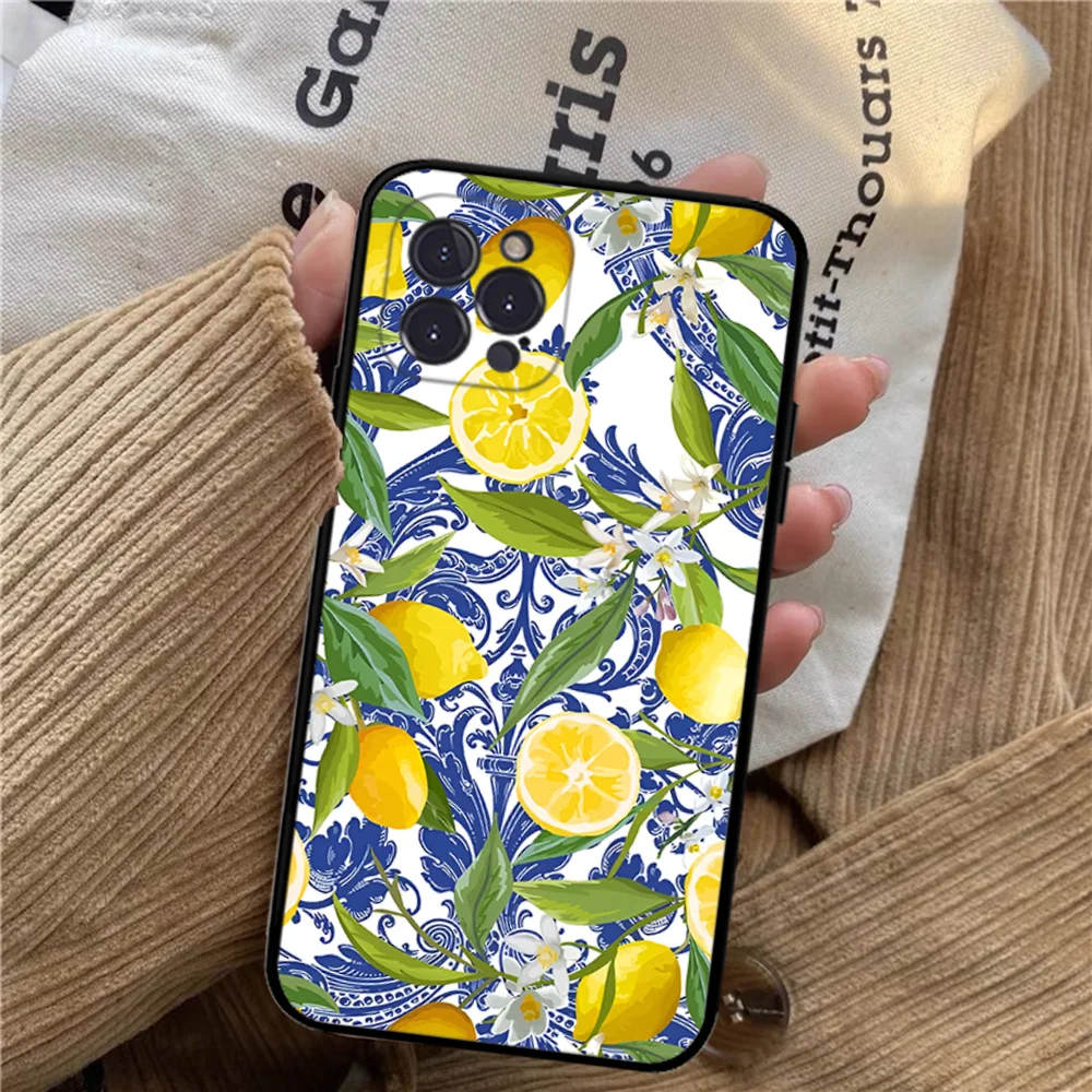 Mediterranean Lemon Phone Case For iPhone 15 14 11 12 13 Mini Pro XS Max Cover 6 7 8 Plus X XR SE 2020 Funda Shell