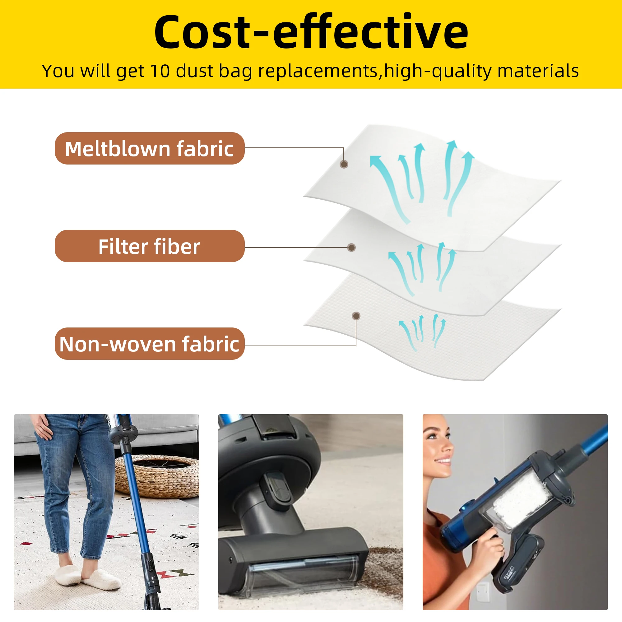 10 мешков Hoover, совместимых с пылесосом Henry Quick Stick Hen100 и Numatic NQ100