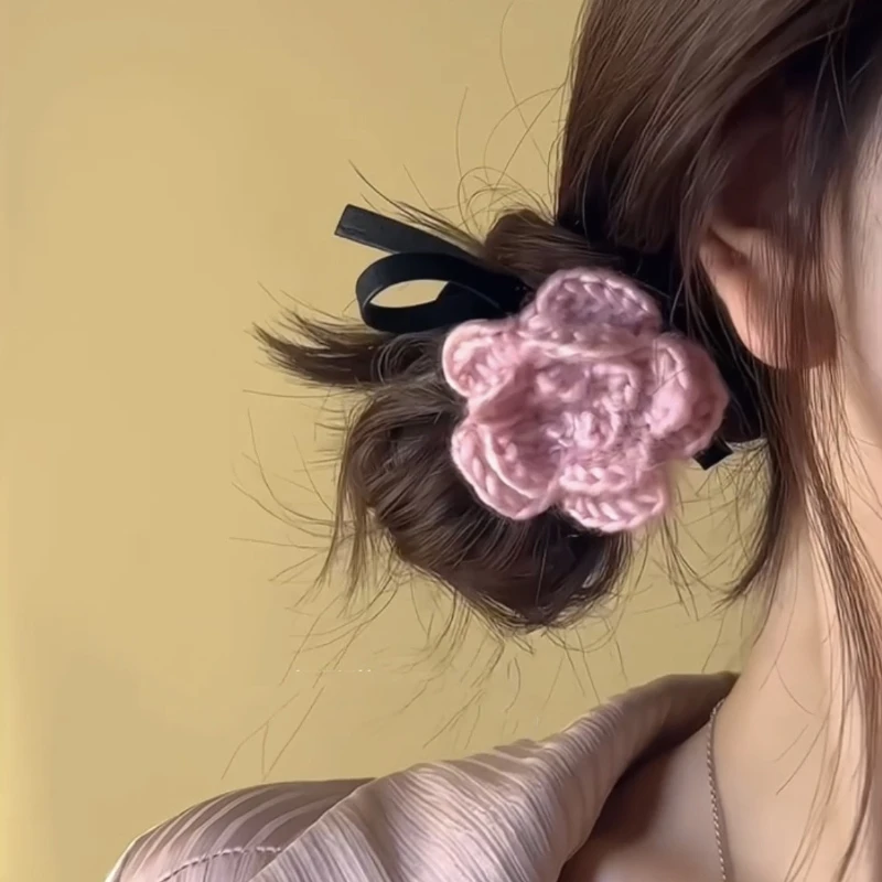 

Korean Woven Rose Flower Hair Rope for Women Exquisite Butterfly Bow Ribbon High Elasticity Headband Fashion Hair Accessories