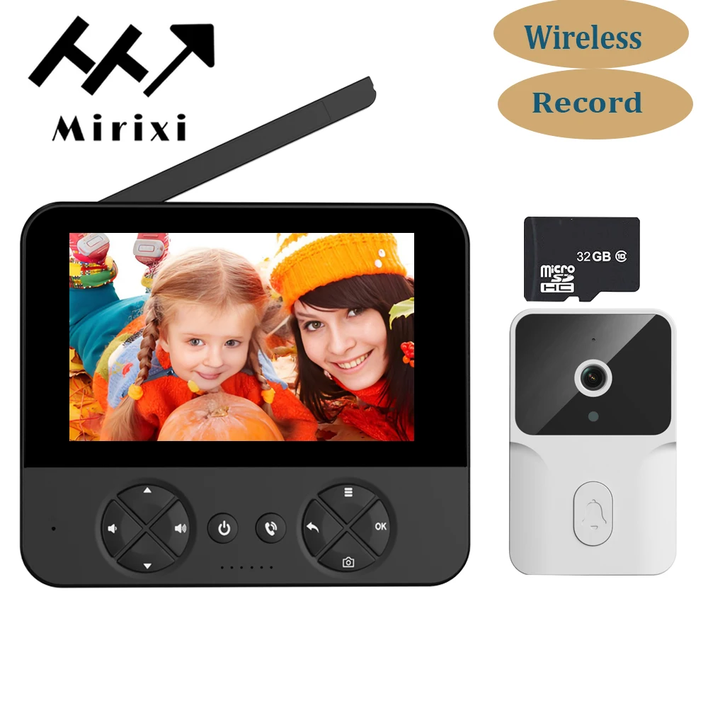 Mirixi الذكية فيديو باب الهاتف جرس الباب مع كاميرا المنزل الداخلي 2.4G اللاسلكية 4.3 بوصة IPS شاشة اتجاهين البصرية الحديث سجل