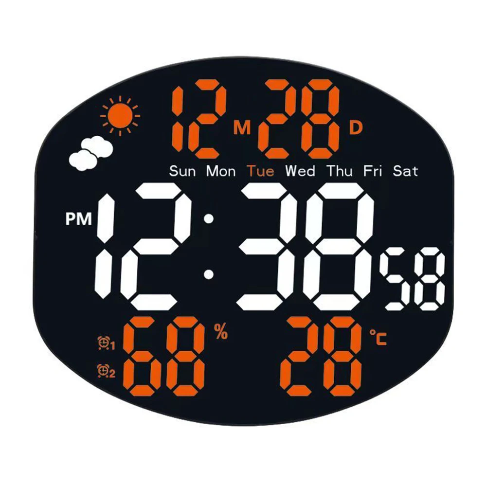 

1PC Large Screen LED Wall Clock with Time Date Temperature and Humidity Display Plus Dual Alarm Function for Convenience