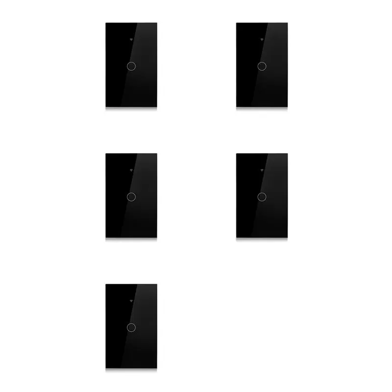 【EFFICIENT 】5X Tuya US Plug Wifi Smart Wall Switch 1 Gang No Neutral Wire Touch Sensor LED Light Switches Home Alexa Google Blac