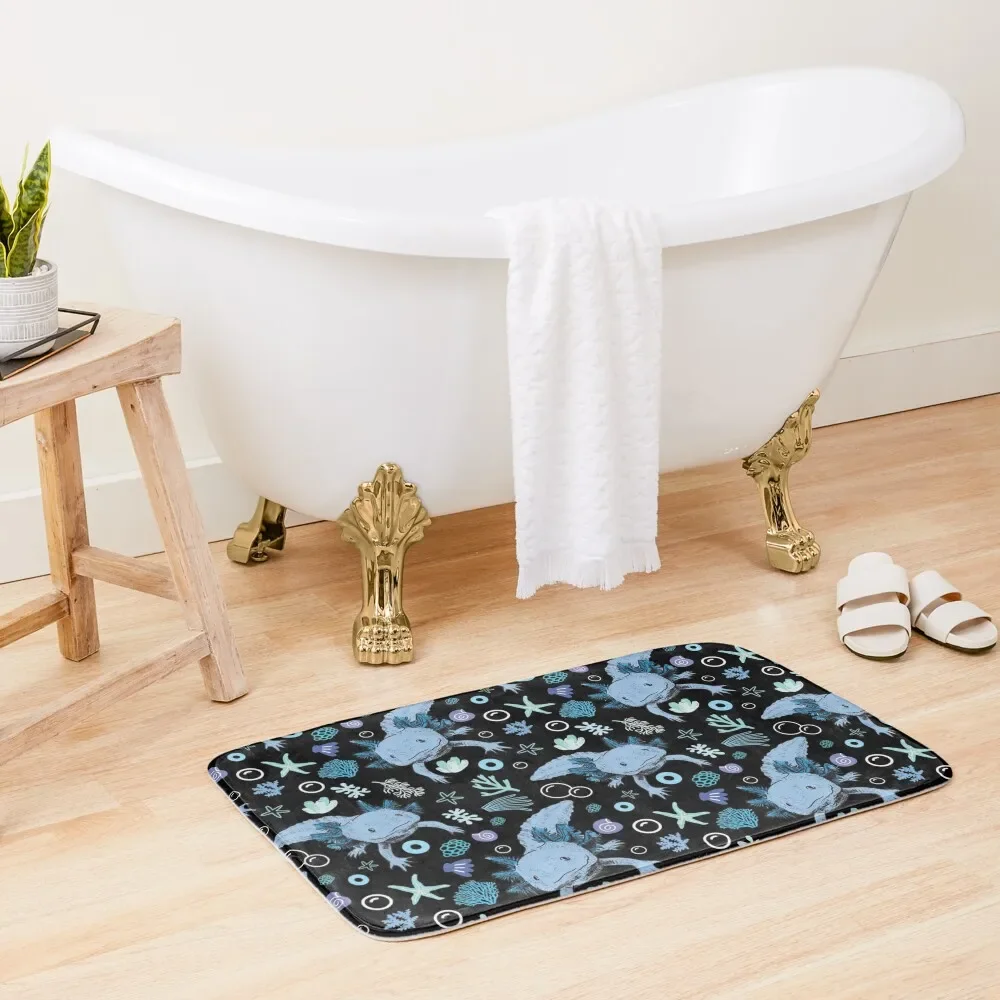 

Blue Axolotl Coral Pattern Bath Mat Bathroom Rug Wc For Hallway On The Floor Bathroom Shower Curtain Mat