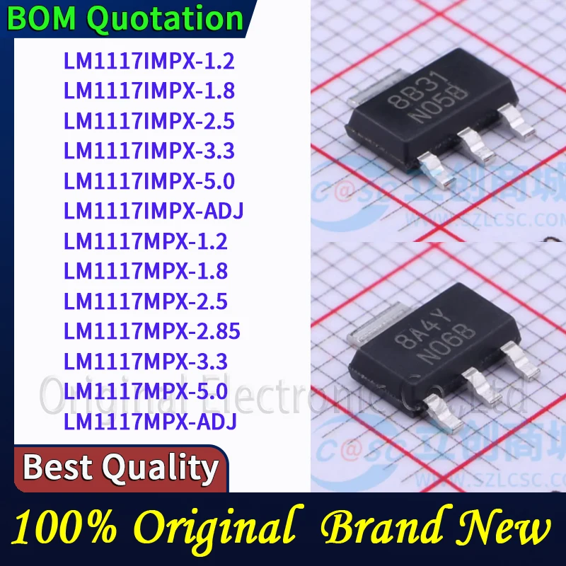 5pcs/lot LM1117IMPX-1.2 LM1117IMPX-1.8 LM1117IMPX-2.5 LM1117IMPX-3.3 LM1117IMPX-5.0 LM1117IMPX-ADJ LM1117MPX-1.2 LM1117MPX-1.8