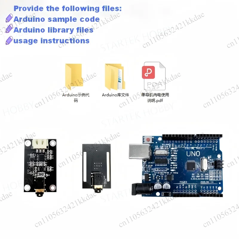Dry Electrode EMG Muscle Sensor, Low-Power Wearable for Arduino/STM32 DIY, Free Demo Code