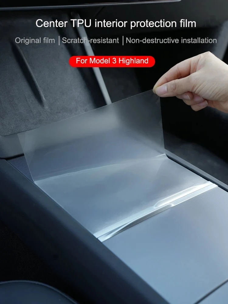 TPU Schutzfolie für Tesla Model Y Juniper & Model 3 Highland 2025 Mittelkonsole Anti-Kratz-Aufkleber – Detail 1