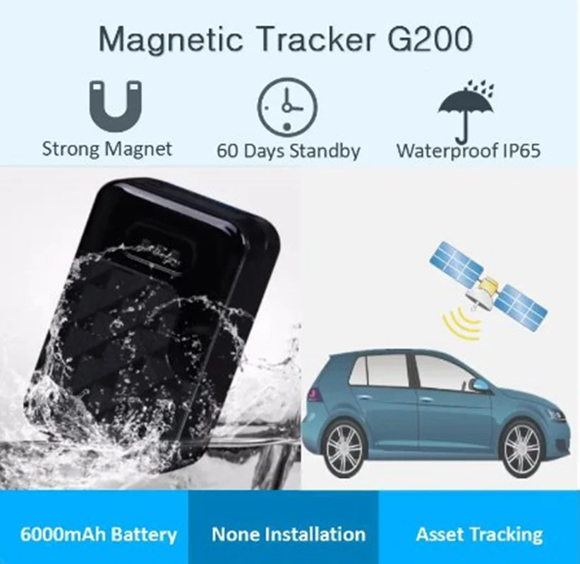 Беспроводной автомобильный GPS-трекер G200, Супер Магнитный Водонепроницаемый Автомобильный GPRS-локатор, 60 дней в режиме ожидания, отслеживание онлайн-приложений в режиме реального времени