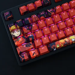 1 Set PBT Dye Subbed Keycaps Two Dimensional Cartoon Anime Gaming Key Caps Cherry Profile Backlit Keycap For Asuka