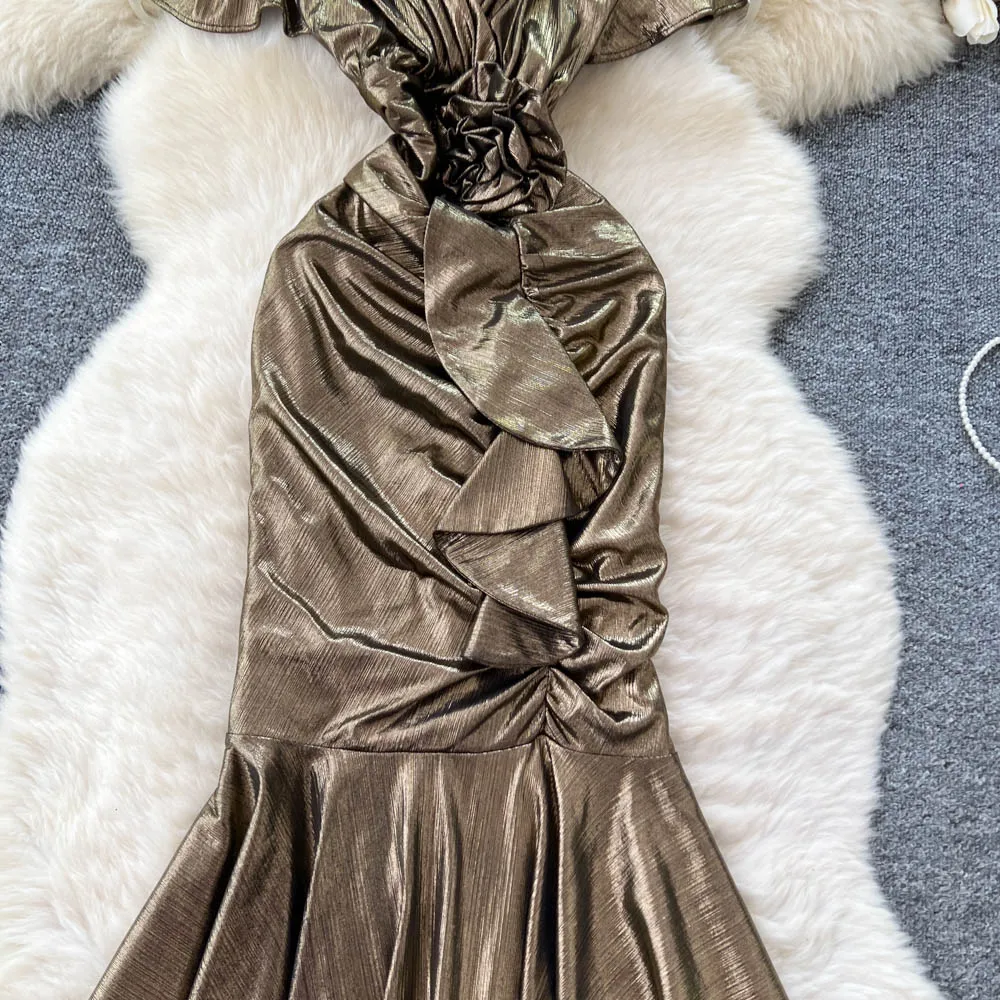 Chique vintage zeemeerminjurk met V-hals Elegante Fee Koreaanse mode Boho Zonnejurk dameskleding Lange jurk