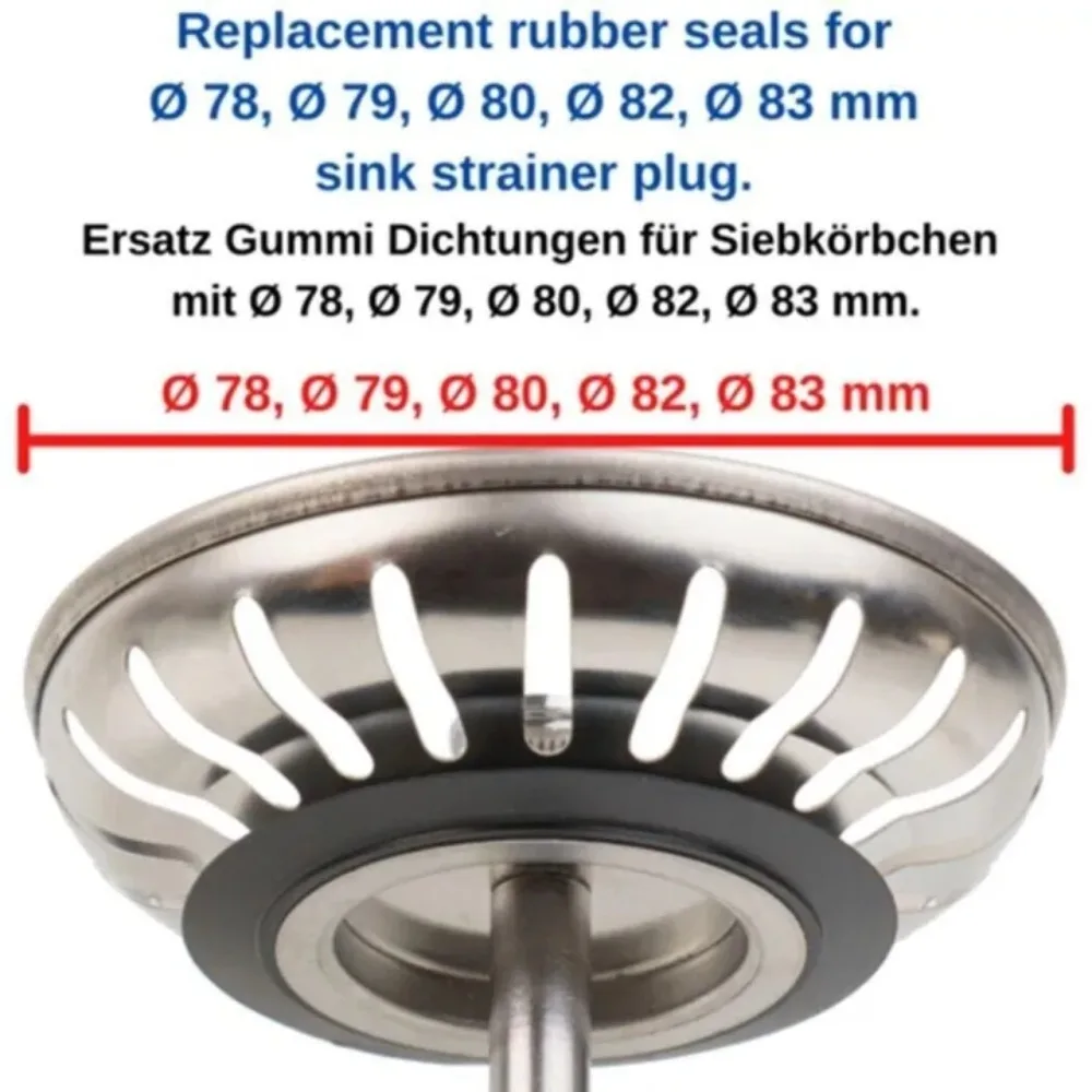 5 pièces filtre d'évier en caoutchouc Franke panier crépine bouchon joint rondelle joint cuisine évier Drain noir joint torique 78 79 80 82 83mm