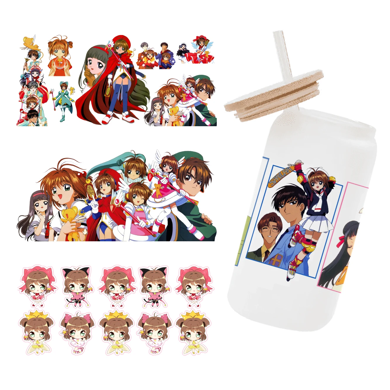 11x24cm Japanese Hot Anime Figure UV DTF Transfer Sticker Waterproof Transfers Decals For 16oz Glass Cup Wrap Stickers