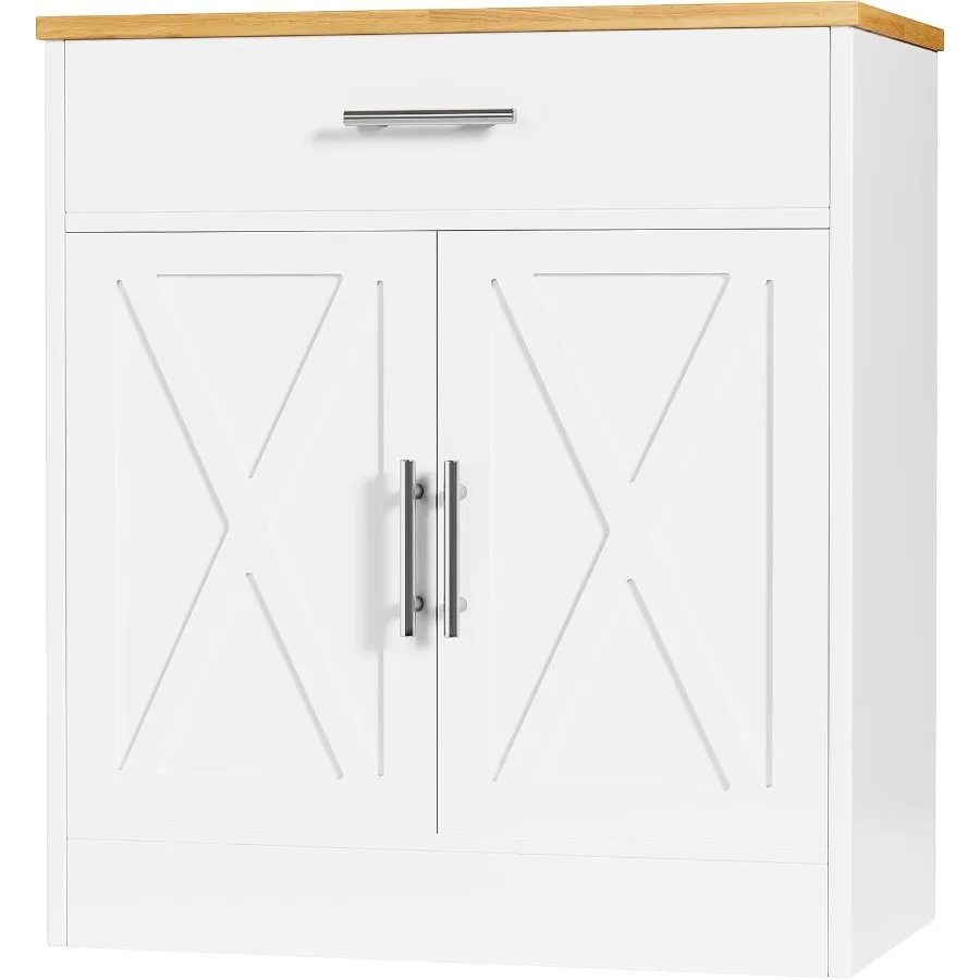 Farmhouse Storage Cabinets with Doors and ShelvesKitchen Barn Door Storage Cabinet with Drawers Coffee Bar Cabinet Buffest Side