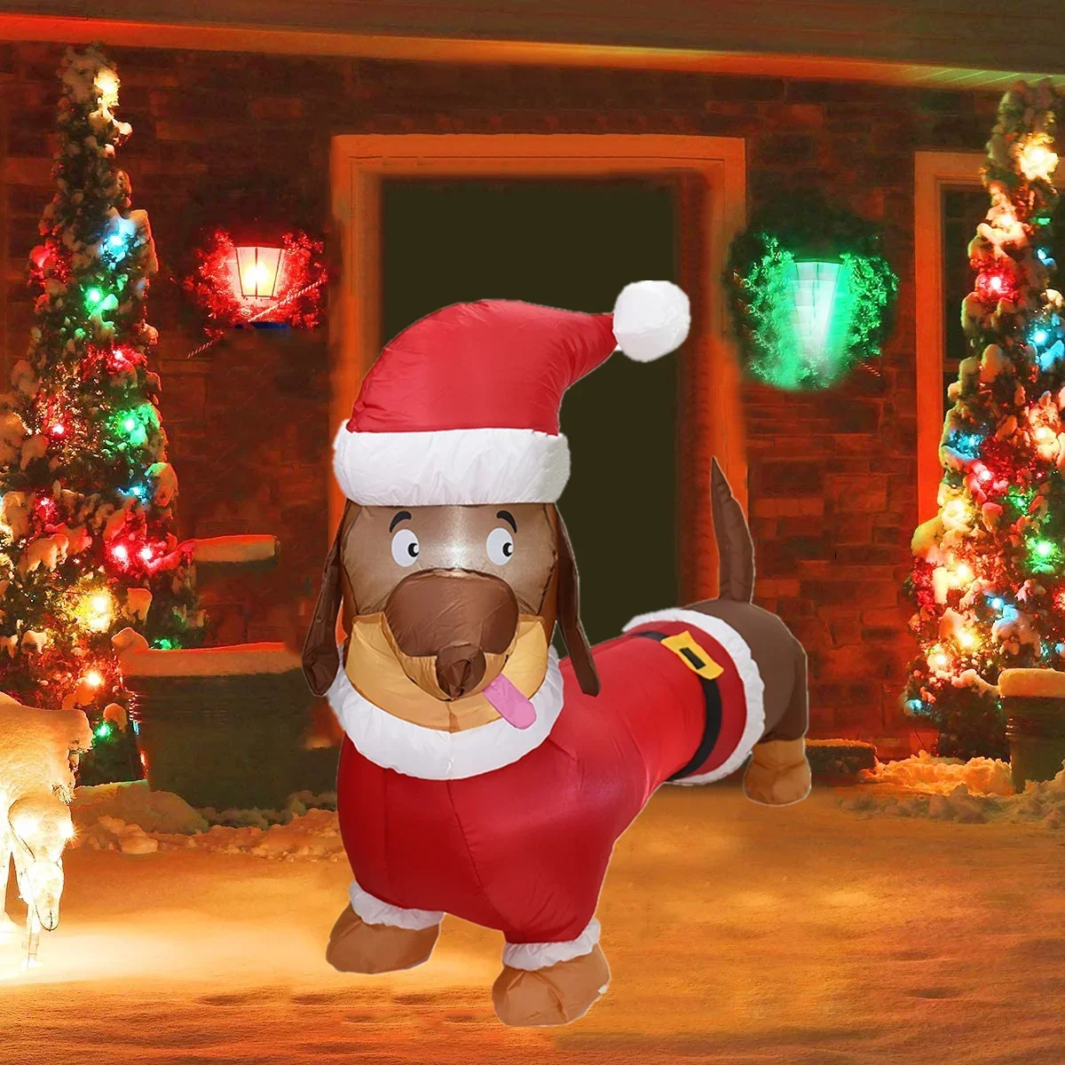 

Lighted Big Inflatable Christmas Dog Outdoor Decorations with LED Light Xmas Toys Puppy New Year Party Decor For Yard Lawn