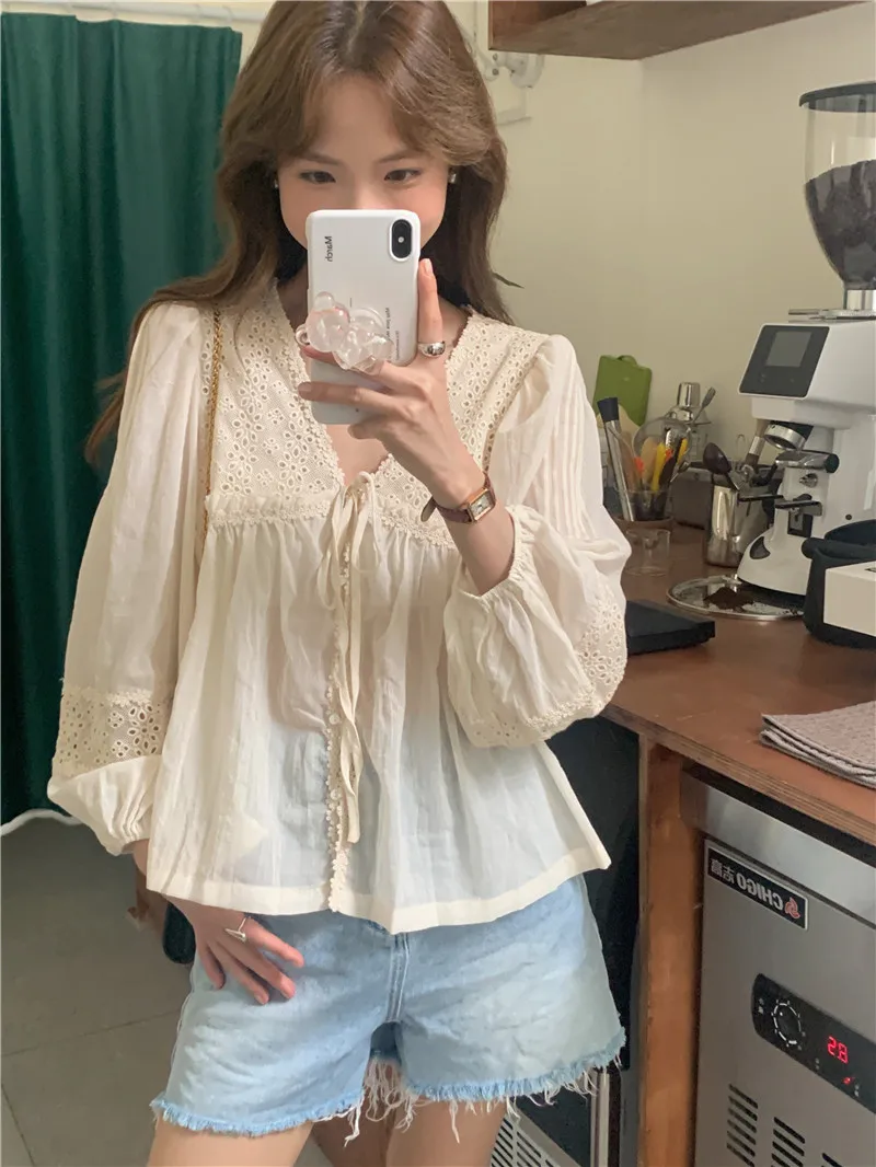 Summer Women Blouse Spring Shirt Female Woman Blouse Maxi Blusas Chiffon Casual Elegant Vintage Long Sleeve Oversize Loose White