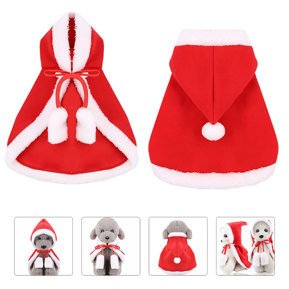 

1Pcs Festive Cloak for Pets Christmas Costume Dog Cat Shake Grain Fleece Cozy Adjustable Party Wear Holiday