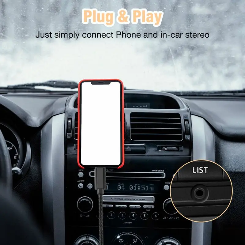 Car AUX Cable For Iphone Audio Cable Aux Cable To 3.5Mm Premium Audio For Iphone 13 Pro-8 Plus Car Stereos