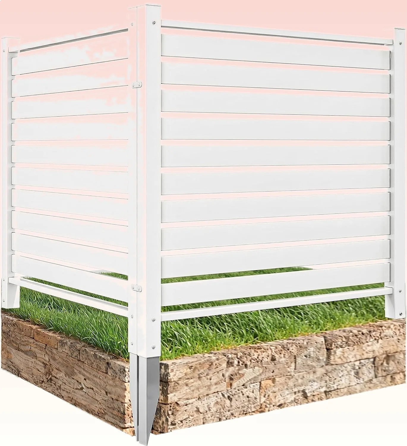 YITAHOME 44"W x 44"H Air Conditioner Fence Privacy Screen with Metal Stakes, Outdoor Trash Can Enclosure