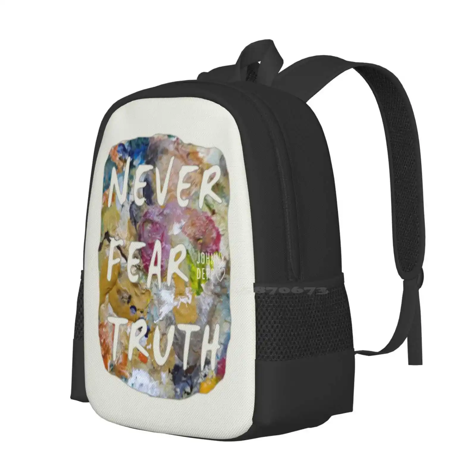 Johnny Depp-Never Fear Truth Teen College Student Backpack Pattern Design Bags Never Fear Truth Johnny Team Johnny Johnny Amber