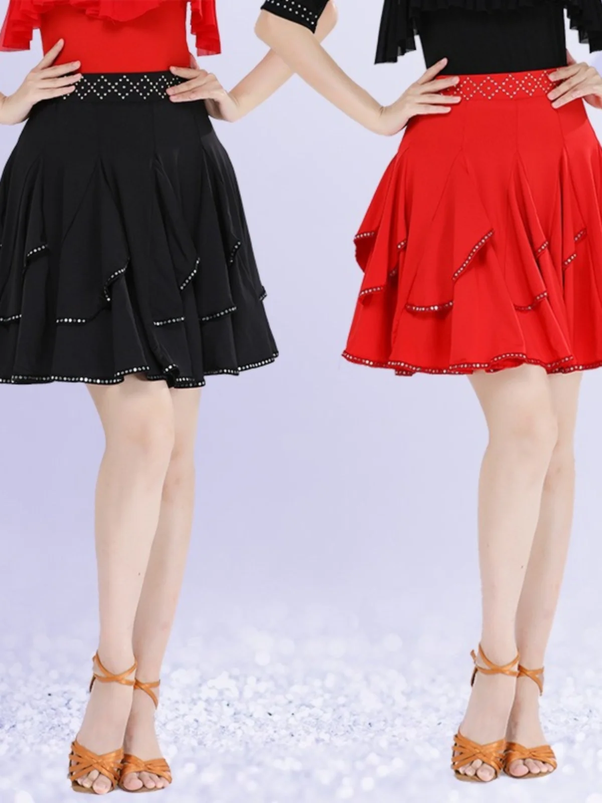 

Red Velvet Sailor Dance Skirt Women's ort A-Line Skirt Square Dancing Tee-Step Footwork Ballroom Dance Skirt New Sle