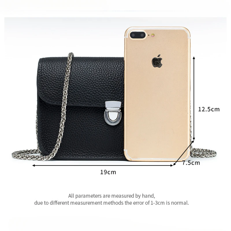 Z prawdziwej skóry codzienna torba na ramię kobiet ze skóry bydlęcej modny łańcuszek Crossbody designerka torebka na klucz szminka etui na telefon