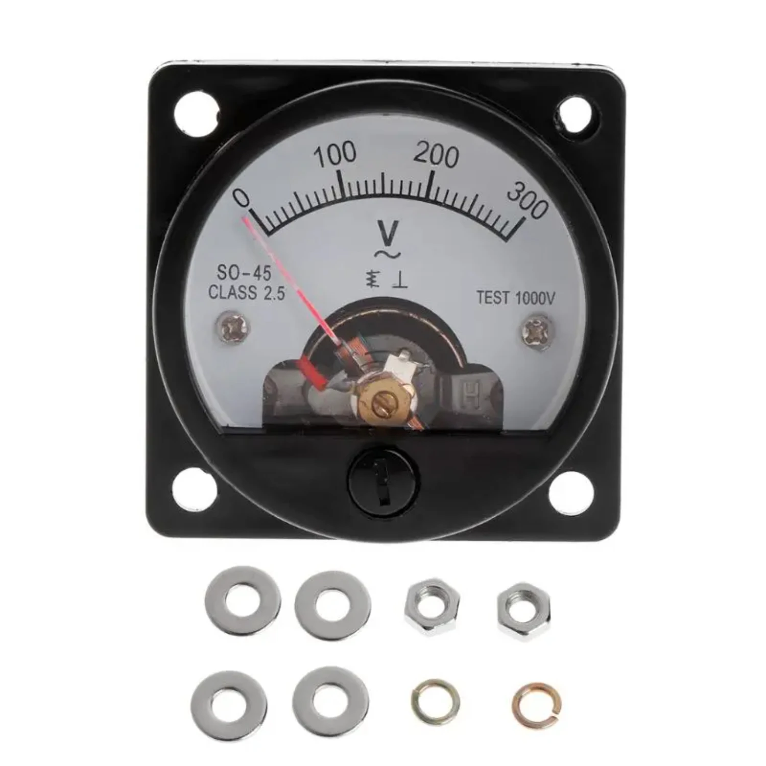 GXMA High-Quality Black Analog Round Dial Panel Voltmeter Gauge for SO-45 AC, Measures up to 300V