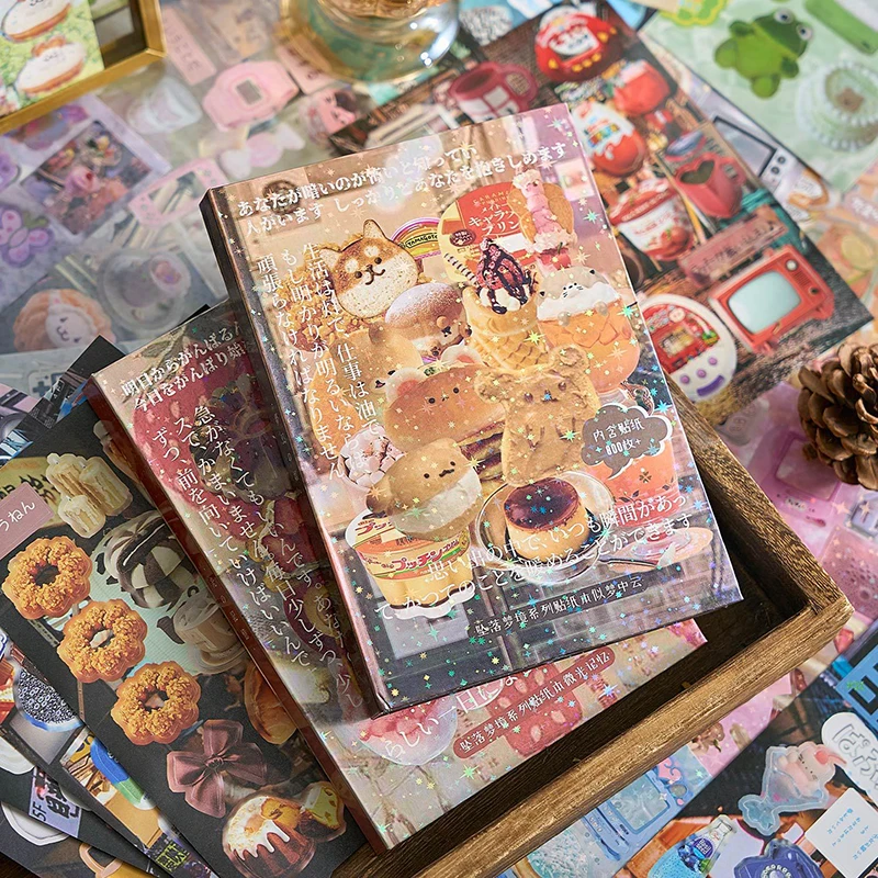 45 Sheets Ins Cute Food Laptop Scrapbook Journal Kawaii Stickers Vintage Japanese Die Cut Decorative Sticker Kids Gift