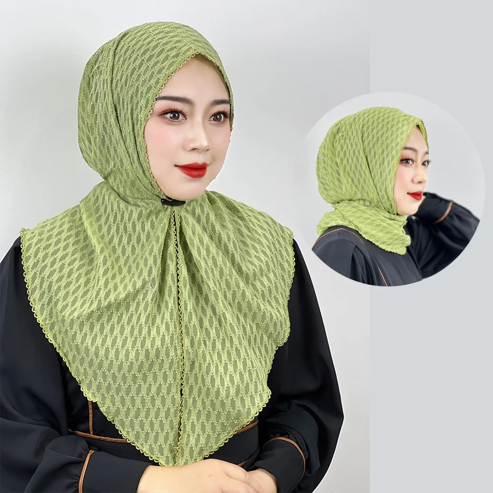 Muslim Breathable Mesh Hijab Thin Flash Hijab Ladies Long Dress Fashion Hijab Ladies Robe Shawl Ladies Hijab Instant Arabic