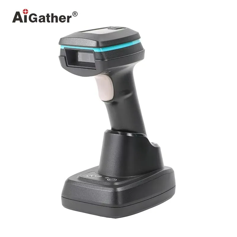 Newest Hot Sale BT Wireless Long Range 2D Barcode Reader With Multifunctional Charging Base Supports IOS Android