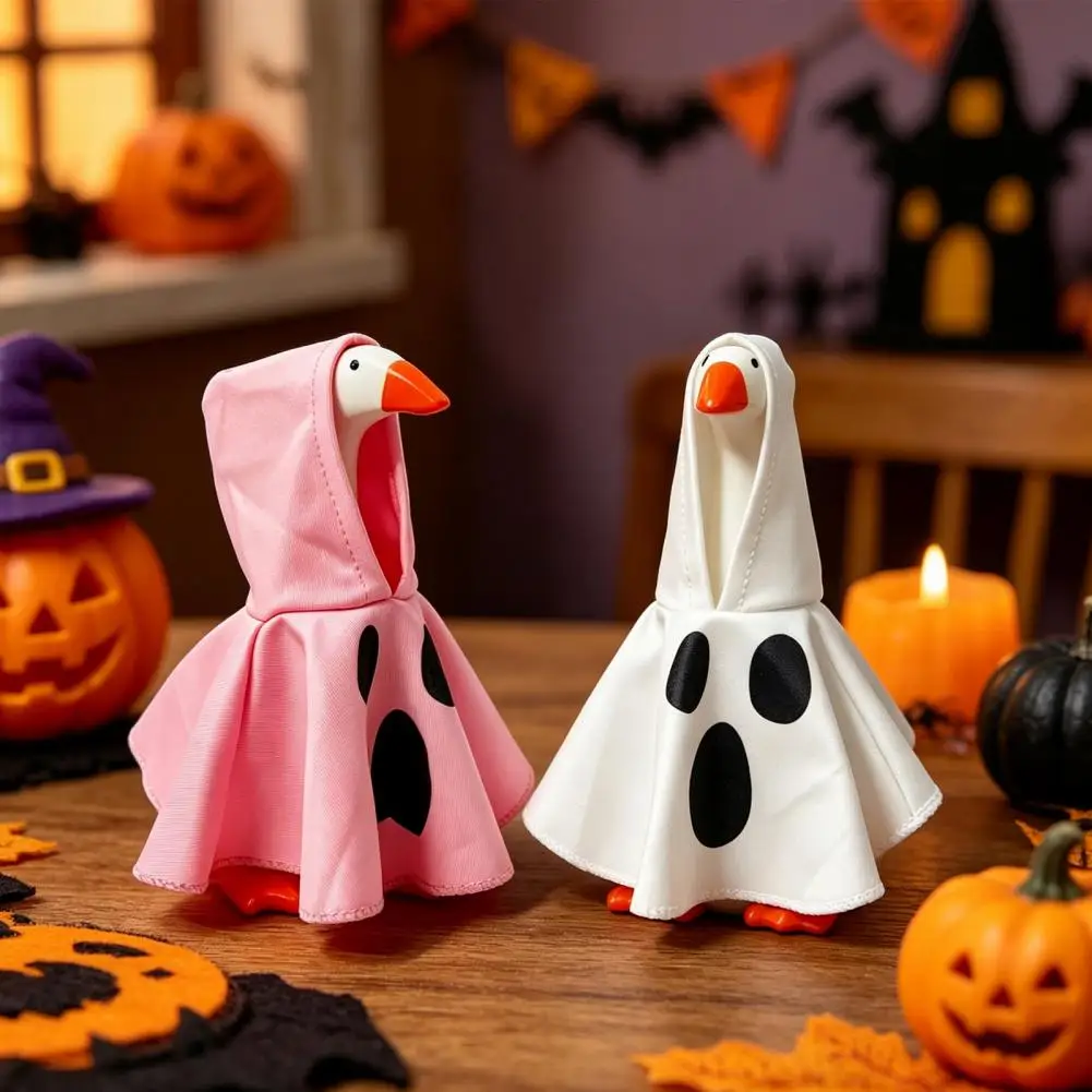 Goose Statue Halloween Dress-up Halloween Desk Goose Costume Set Witch Cape Pointed Hat Ghost Hoodie for 7-inch Goose Statue