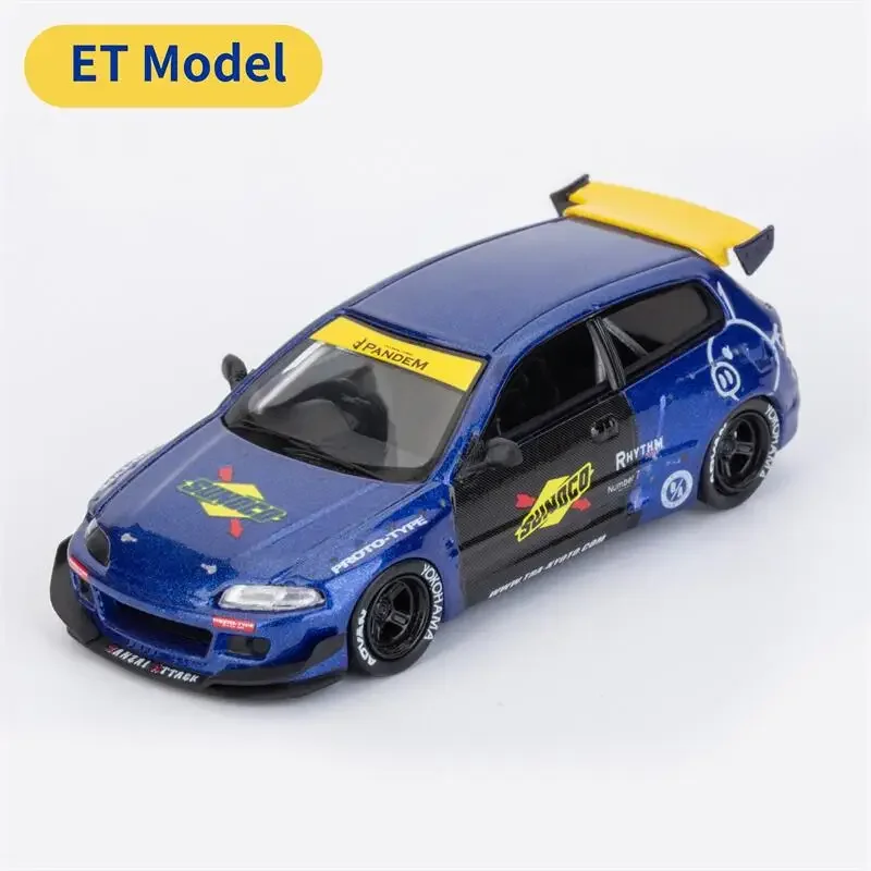ET Model x Model Collect 1:64 Civic EG6 Mk5 Pandem Rocket Bunny Sunoco نماذج سيارات مصبوبة