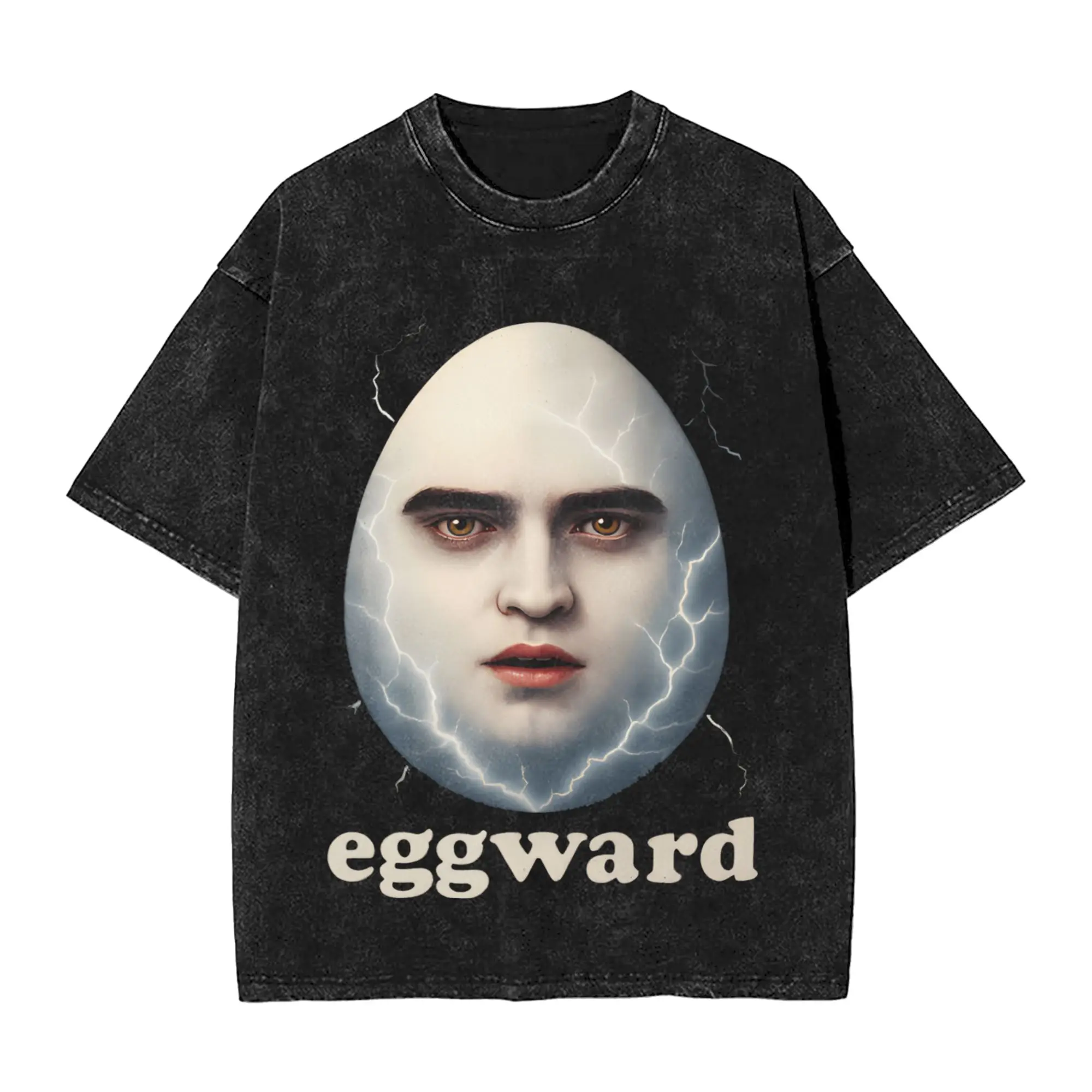Eggward Silly Meme Parody Egg Edward T Shirt Hip Hop Washed Short Sleeve Oversize T-Shirts  Vintage Men Women Streetwear