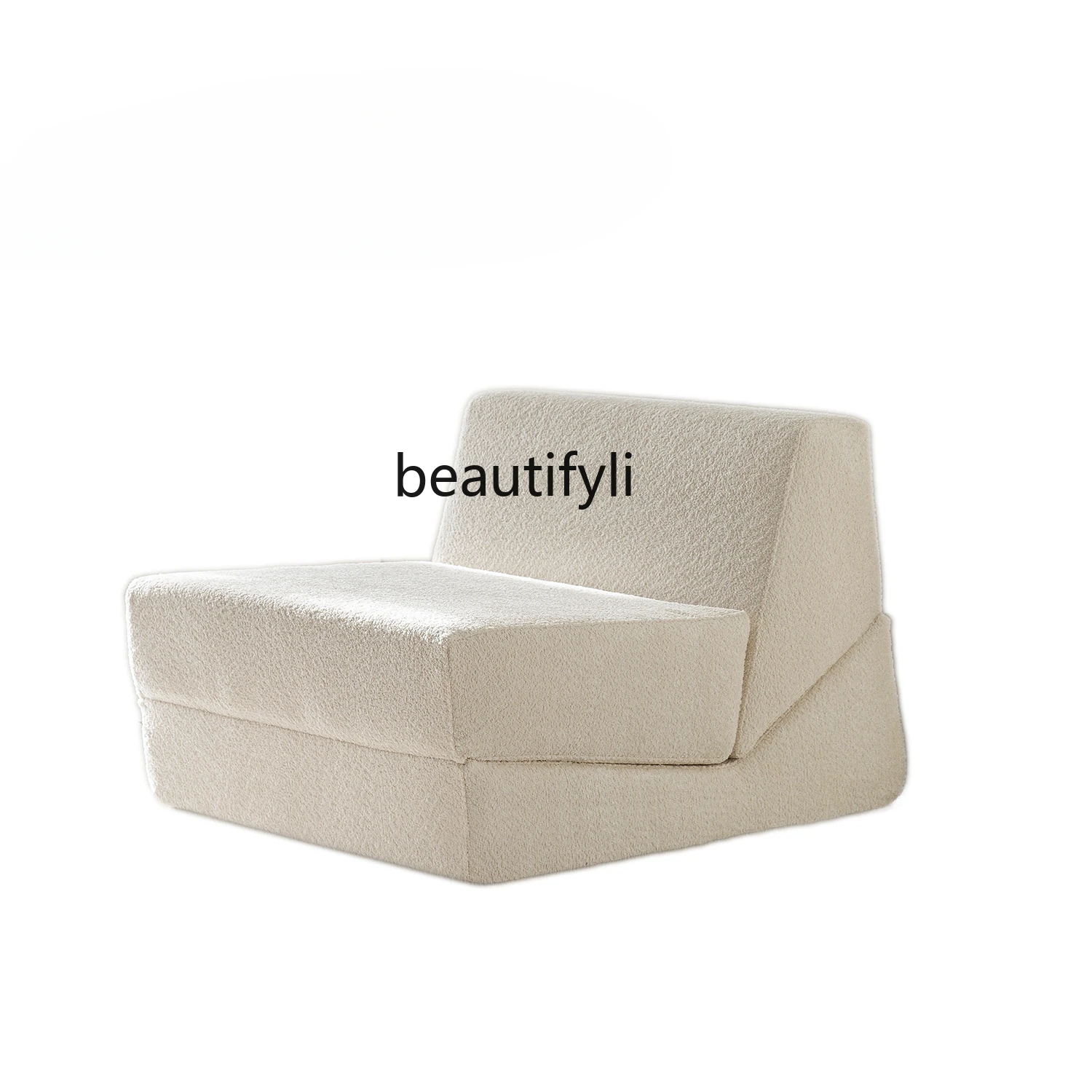 

Cream wind reclining foldable dismantling and washing floor module tofu block silicone leather lazy single sofa