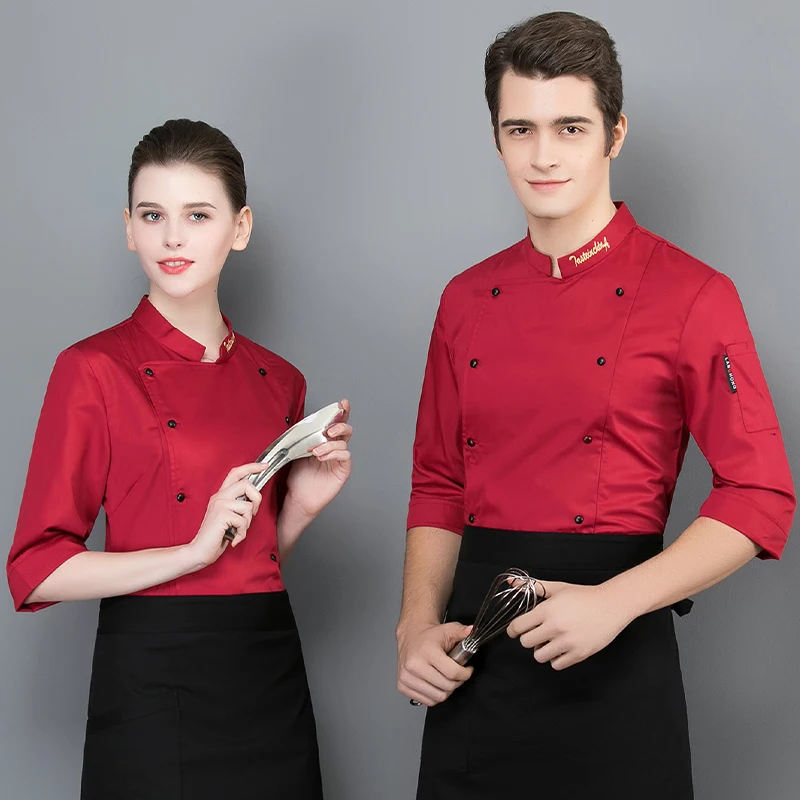 Мужской костюм шеф-повара, Рабочая форма для еды, Женская кухонная куртка, одежда для пекарни, ресторана, отеля, рабочая одежда для кухни, рубашка шеф-повара