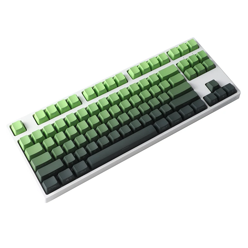 Capuchons de touches matcha dégradés pour claviers MX Switch, rétroéclairage vert, capuchon transparent, profil OEM, impression latérale et supérieure, PBT, GK61 67