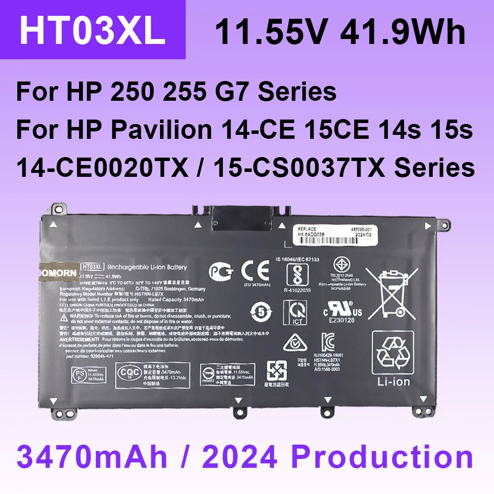 HT03XL Laptop Battery For HP 250 255 G7,For Pavilion 14-CE0025TU 14-CE0020TX 15-CS0037TX 14S 15S Series HSTNN-LB8L HSTNN-LB7X