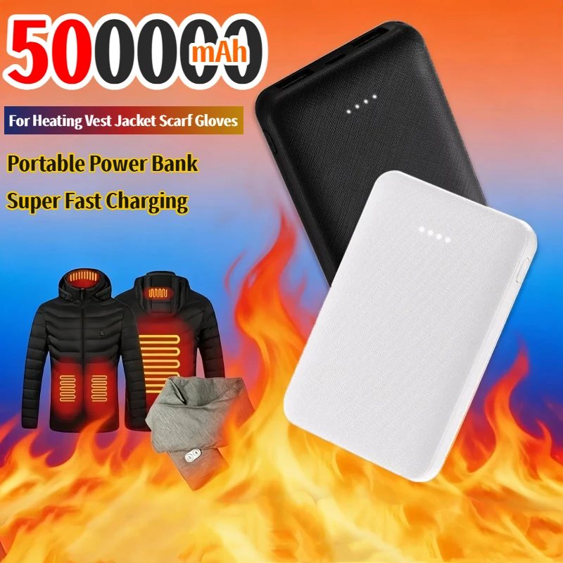 

Мини-банк питания 500000 мАч, портативный, большой емкости, USB, быстрая зарядка, ультратонкий нагрев для жилета, куртки, внешний аккумулятор