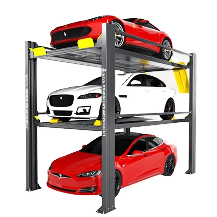 2.7T 3500m Integrated 4 Post Triple Car Parking Lift Car Parking System Vehicle Storage System