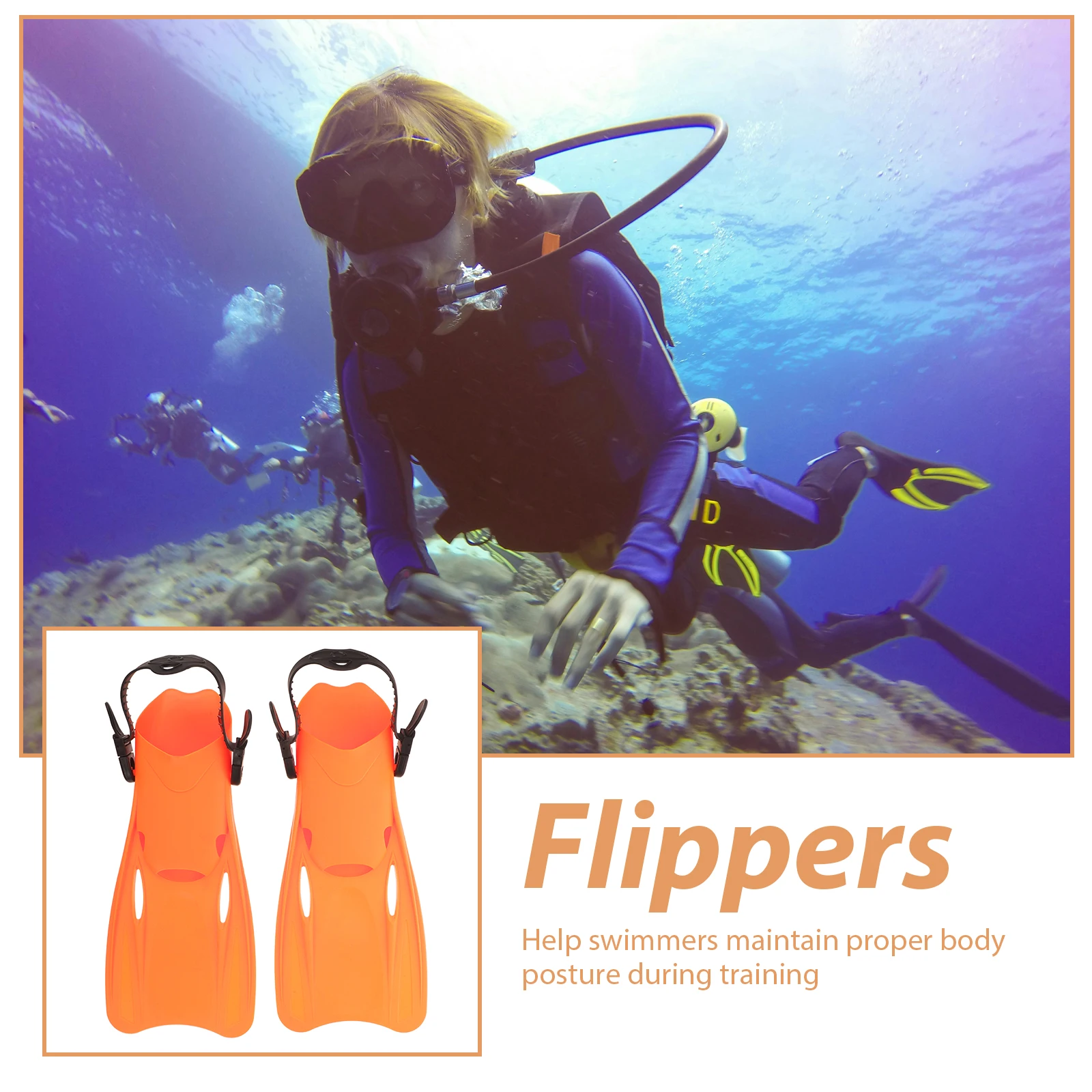 

1 Pair Outdoor Swimming Training For Adults Snorkeling Diving Gear Lightweight Tpr Pp Flippers Swim Adult Diving Accessories