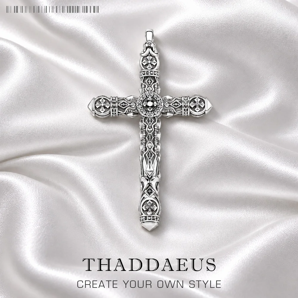 Richly Ornamented Cross Pendant Brand New Fine Jewelry Bijoux Accessories 925 Sterling Silver Gift For Woman Men
