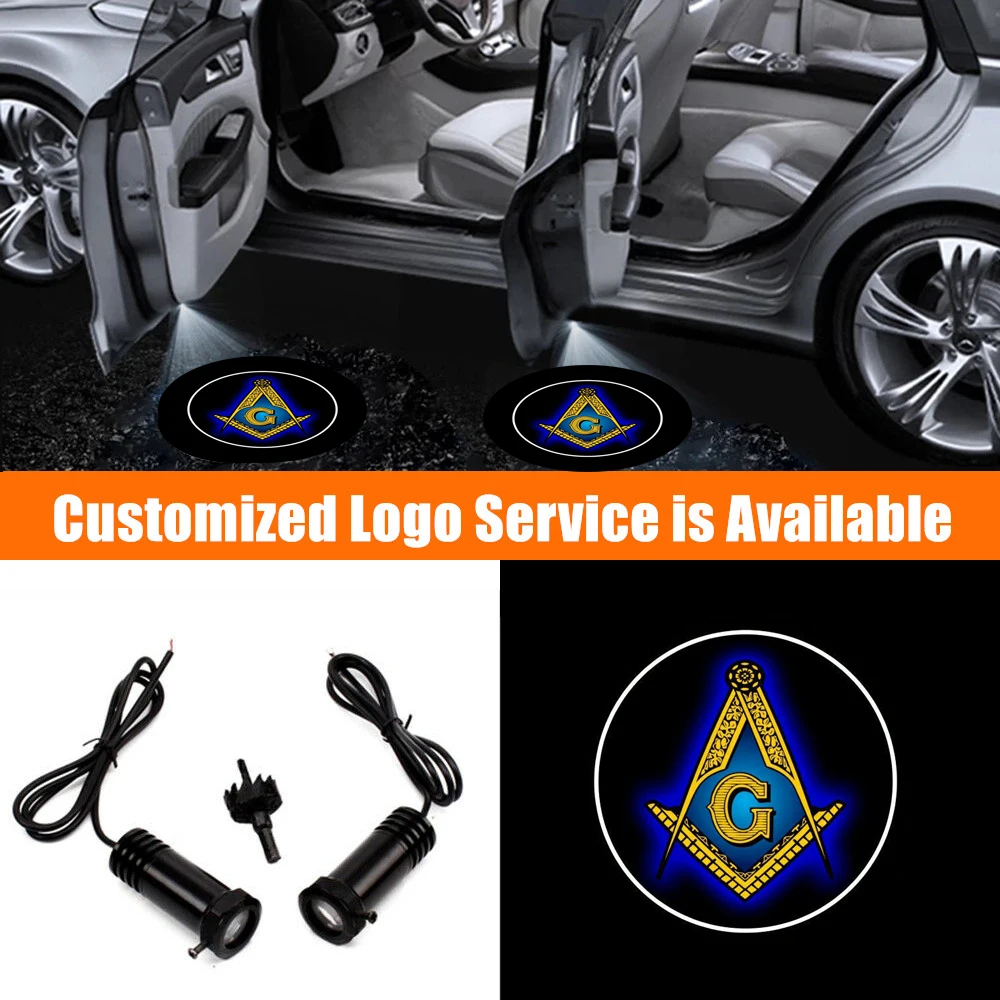 

2x MASONIC FREEMASON Car Door Led Welcome Courtesy Laser Projector Shadow Lights Decoration Accessories