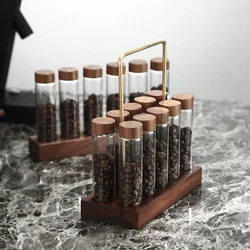 Single Tube Storage Espresso Tools Glass Test Tube Display Stand Coffee Bar Accessories Coffee Bean Dispensing Bottle Sealed Jar